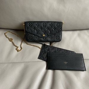 Authentic Black Louis Vuitton Felicia Pochette